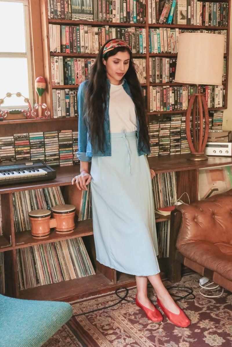 *NEW* Abla A - Line Wrap Skirt - Soft Blue - - OddBird Co.