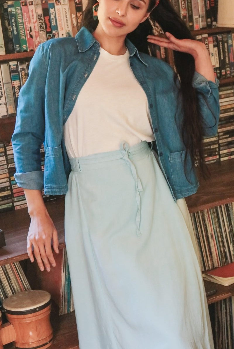 *NEW* Abla A - Line Wrap Skirt - Soft Blue - - OddBird Co.