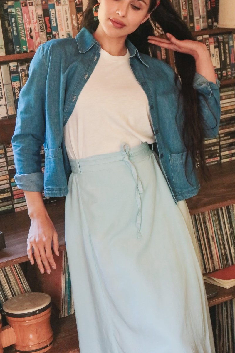 *NEW* Abla A - Line Wrap Skirt - Soft Blue - - OddBird Co.
