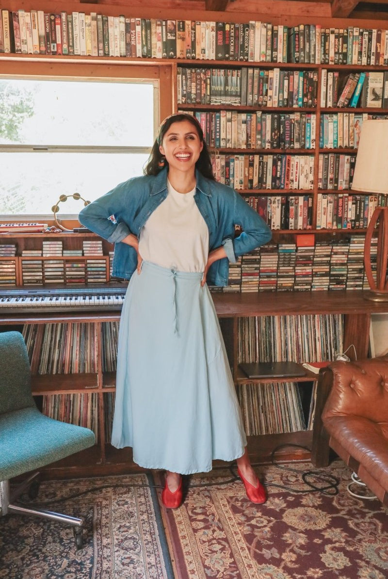 *NEW* Abla A - Line Wrap Skirt - Soft Blue - - OddBird Co.