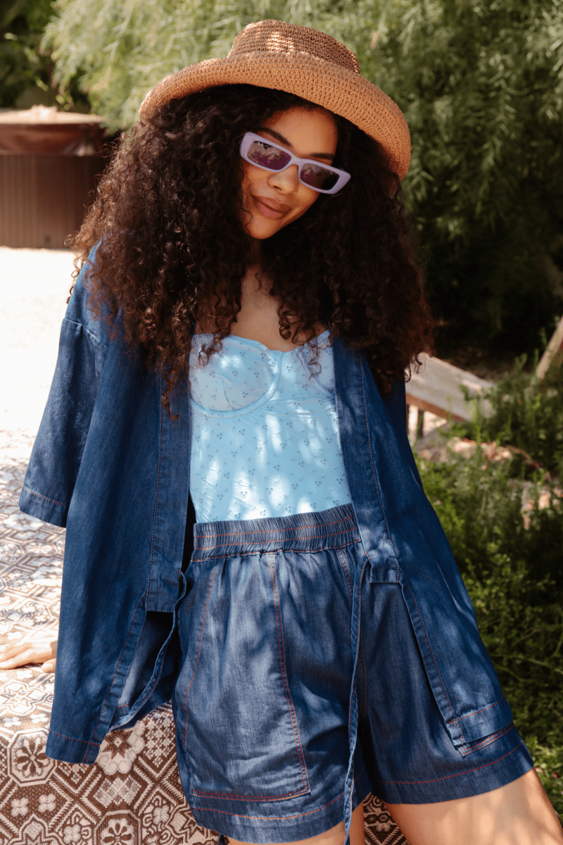 OddBird Loungewear *NEW* Kardeş Loungewear Shorts - Chambray