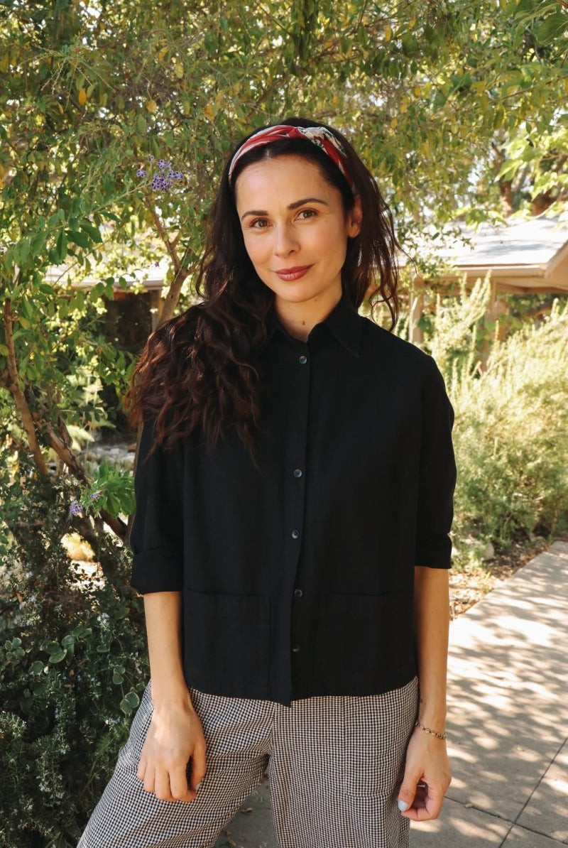 *NEW* Limited Edition Melek Cropped Denim Shirt - Black - - OddBird Co.
