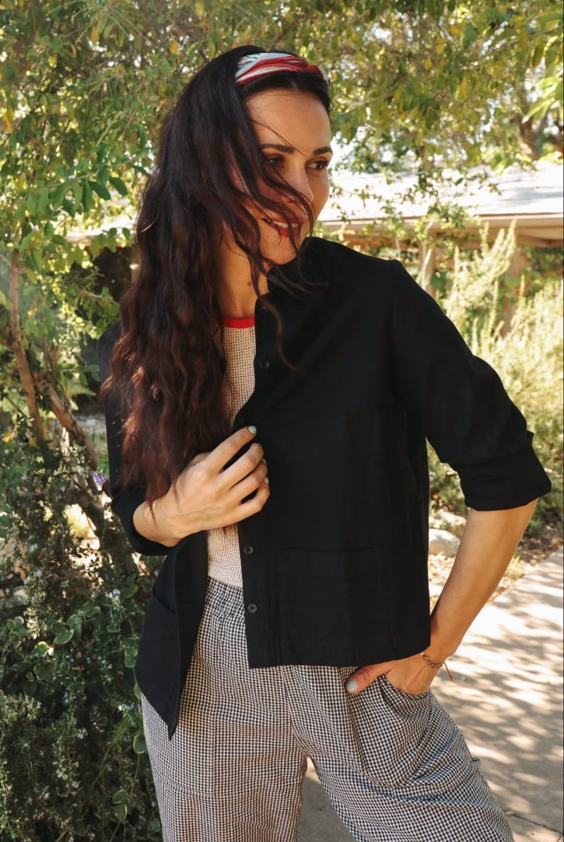 *NEW* Limited Edition Melek Cropped Denim Shirt - Black - - OddBird Co.