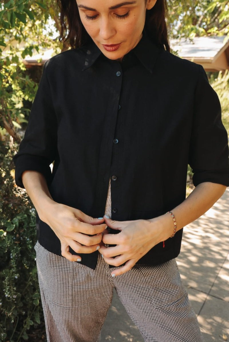 *NEW* Limited Edition Melek Cropped Denim Shirt - Black - - OddBird Co.