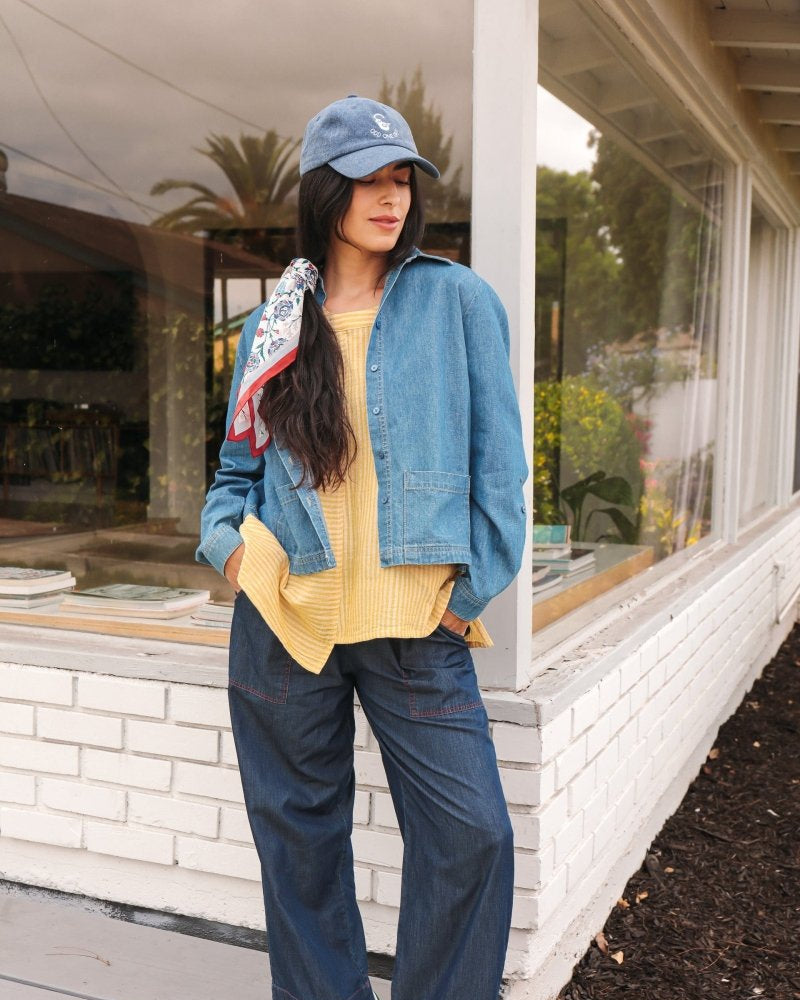 *NEW* Limited Edition Melek Cropped Denim Shirt - Light Wash - JLEMELEKCROPXS - OddBird Co.