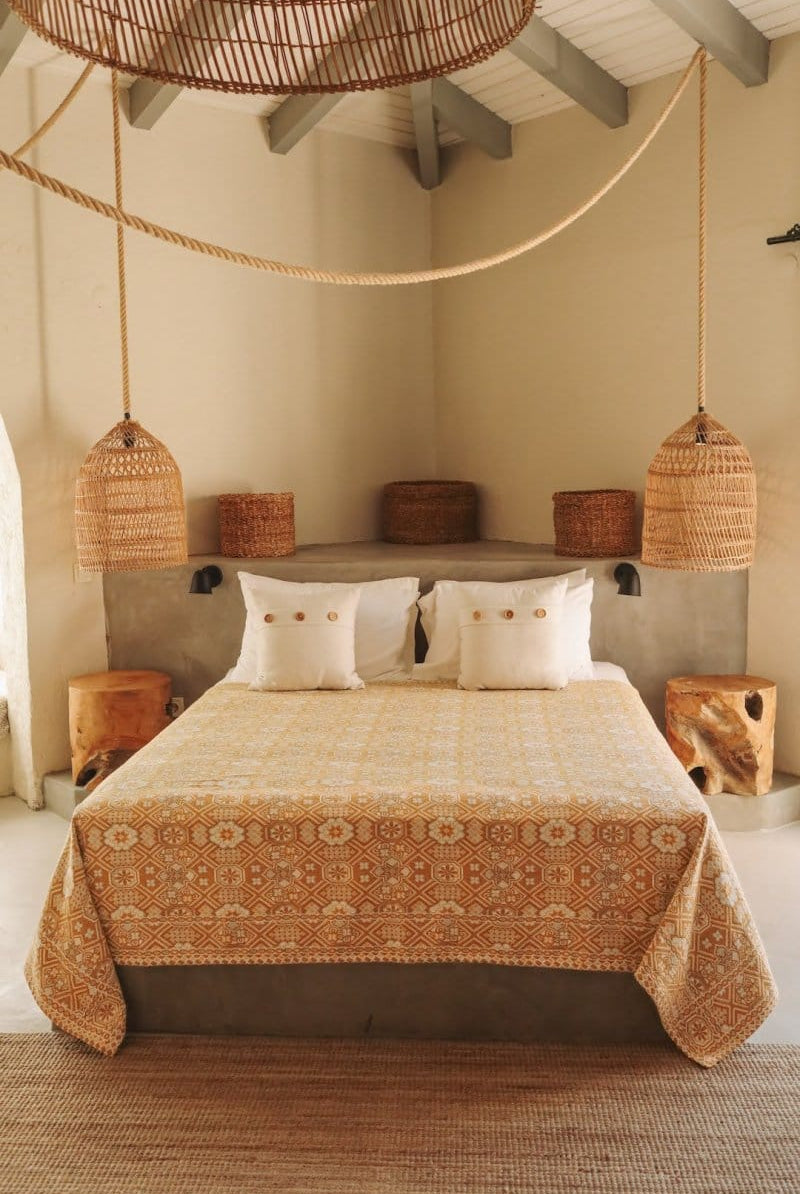 OddBird Blankets Mustard Mosaic Handwoven Blanket - King/Queen