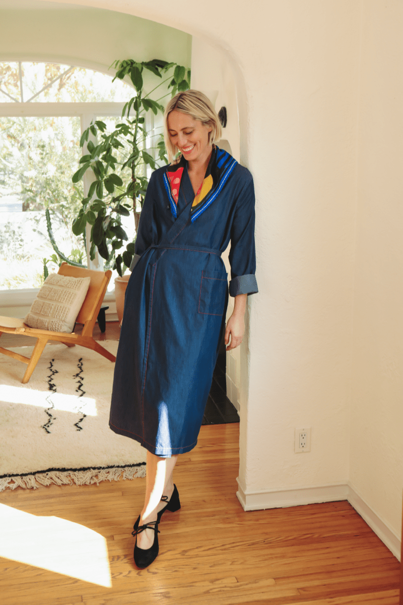 OddBird Loungewear XS *NEW* The 'Aydin' Long Sleeve Dress - Chambray