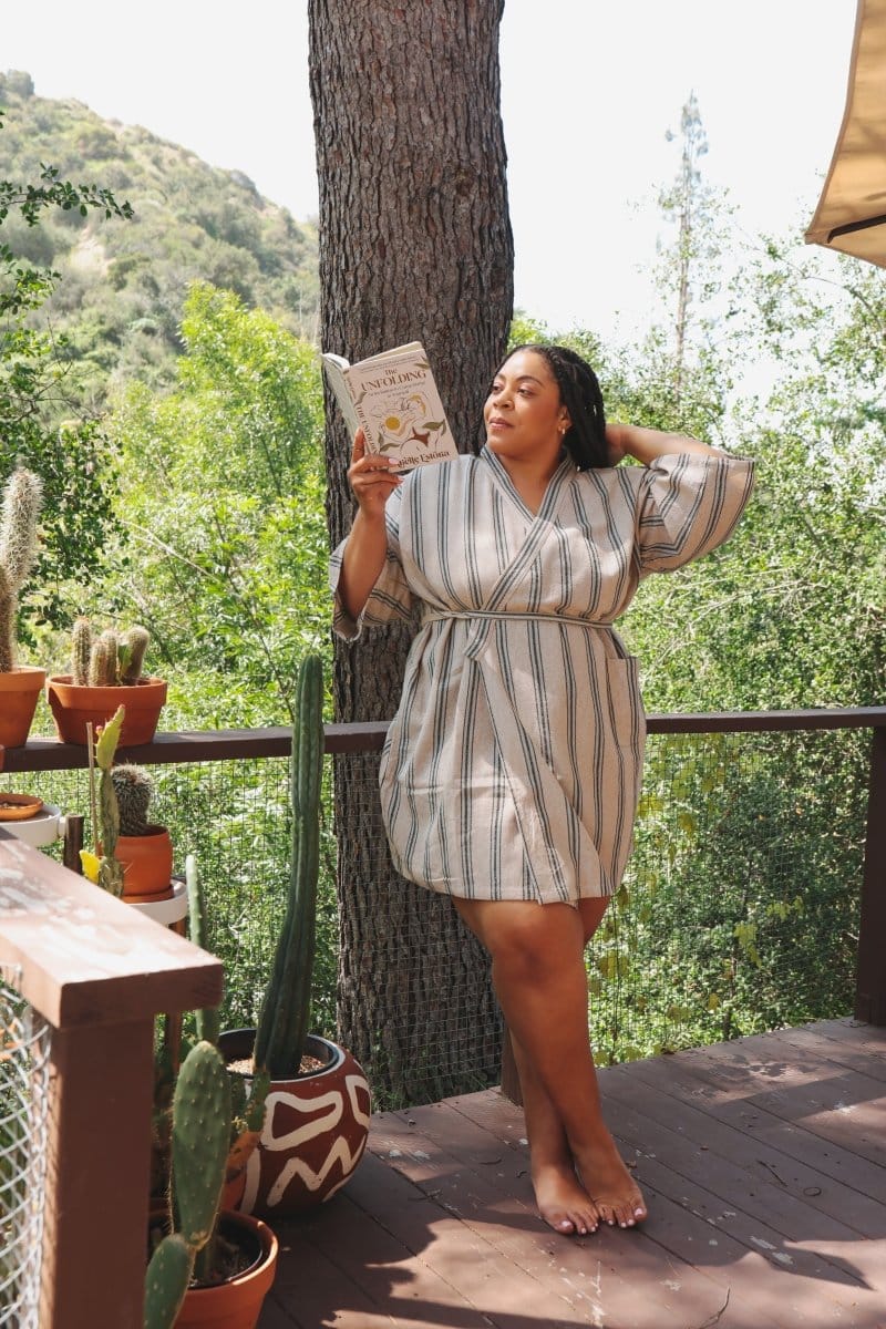 OddBird Loungewear Selin Sleep/Play Dress in Mavis Stripe