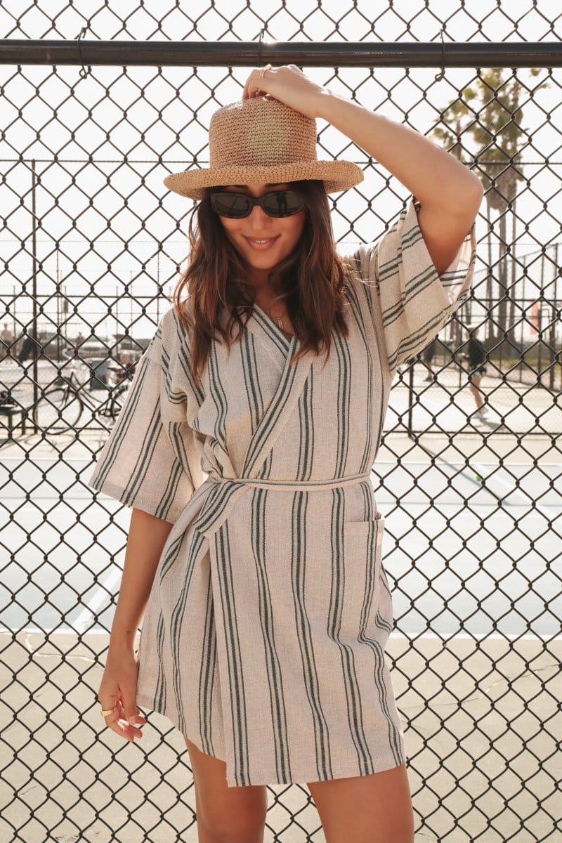 OddBird Loungewear Selin Sleep/Play Dress in Mavis Stripe