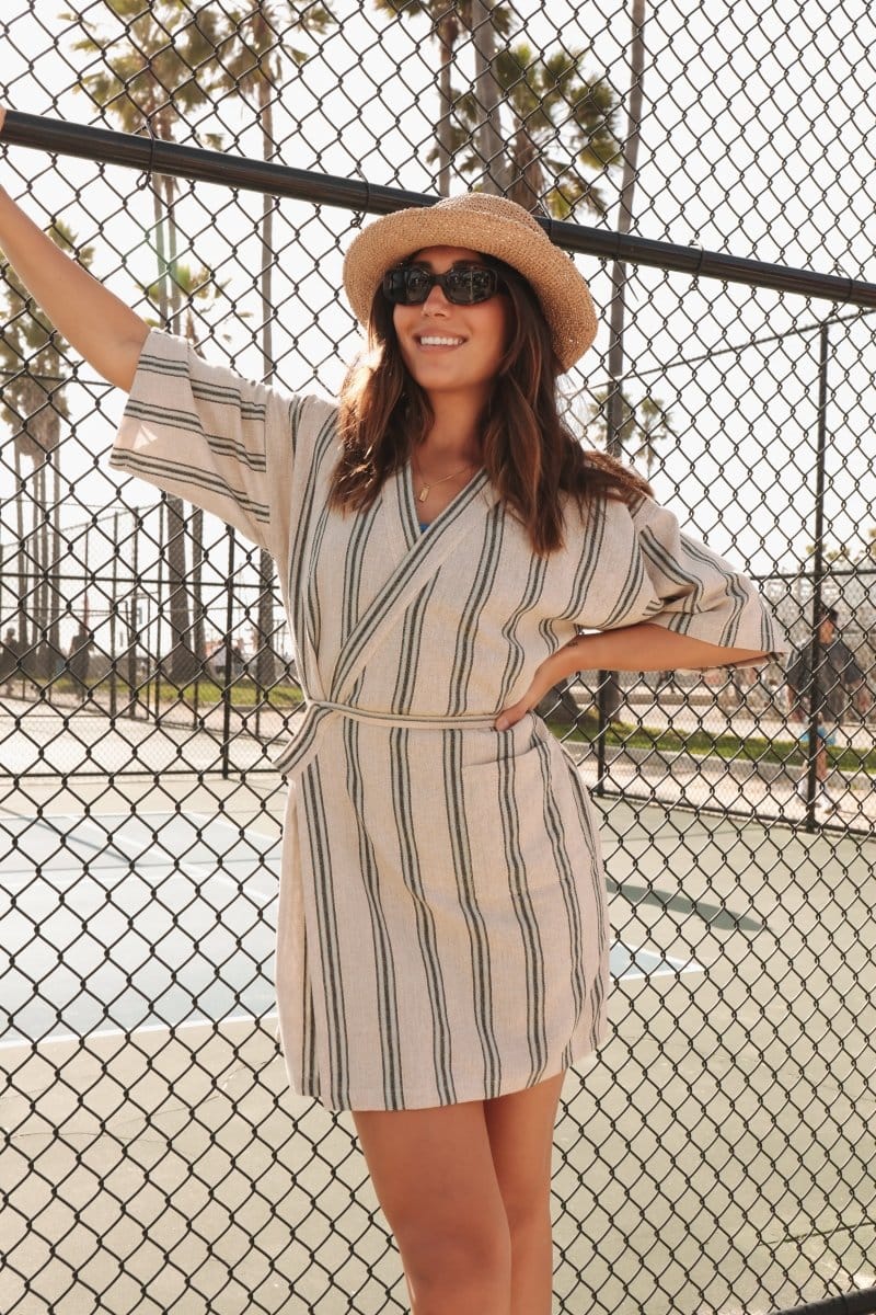 OddBird Loungewear Selin Sleep/Play Dress in Mavis Stripe