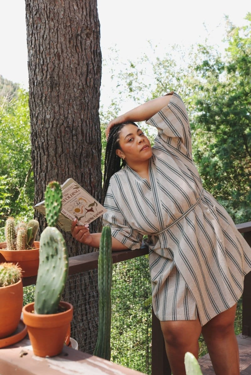 OddBird Loungewear Selin Sleep/Play Dress in Mavis Stripe