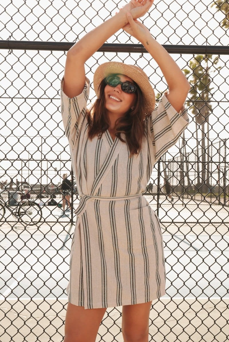 OddBird Loungewear Selin Sleep/Play Dress in Mavis Stripe