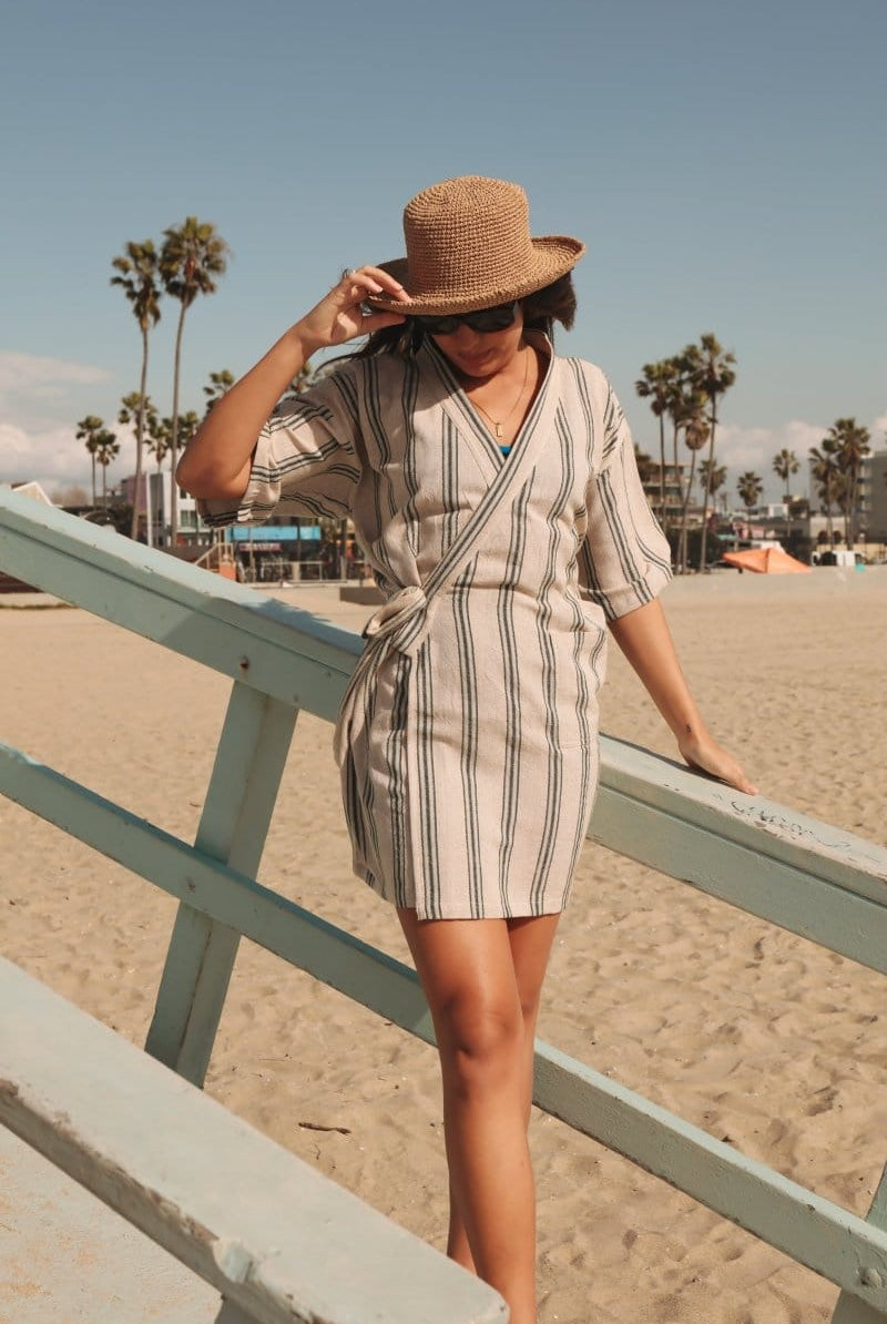 OddBird Loungewear Selin Sleep/Play Dress in Mavis Stripe