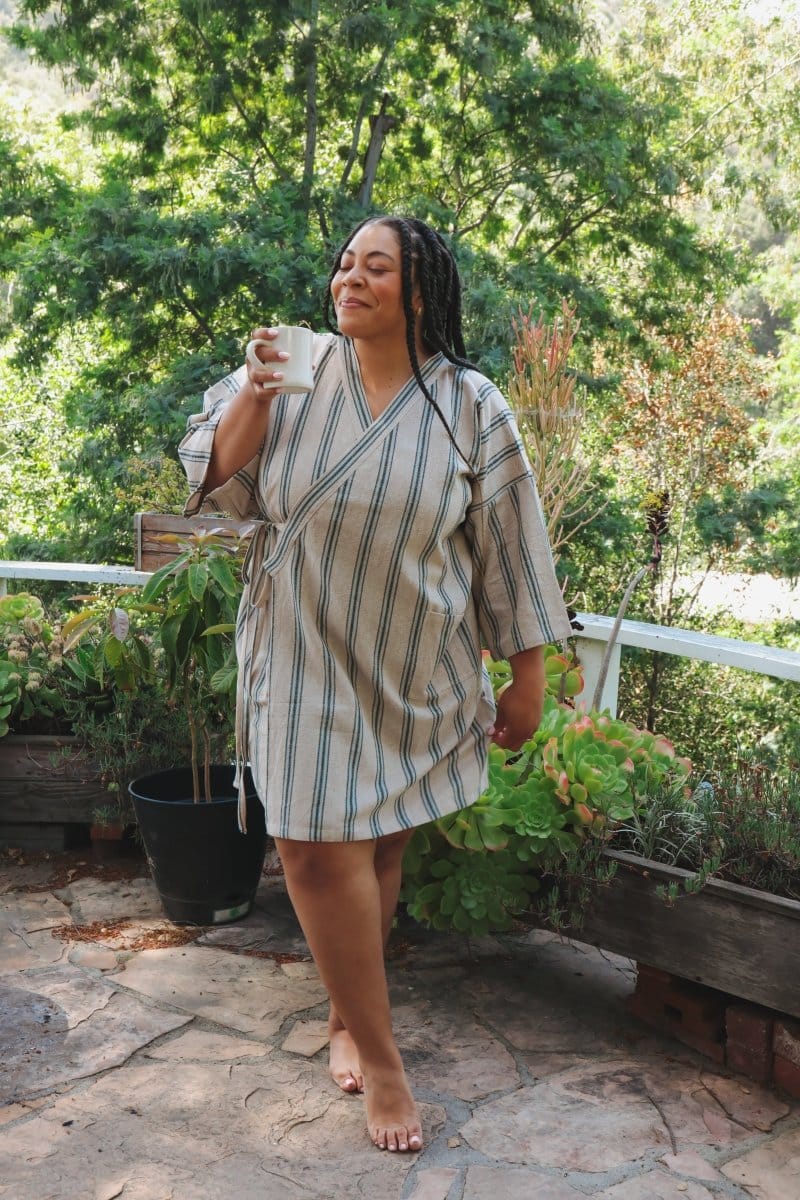 OddBird Loungewear Selin Sleep/Play Dress in Mavis Stripe