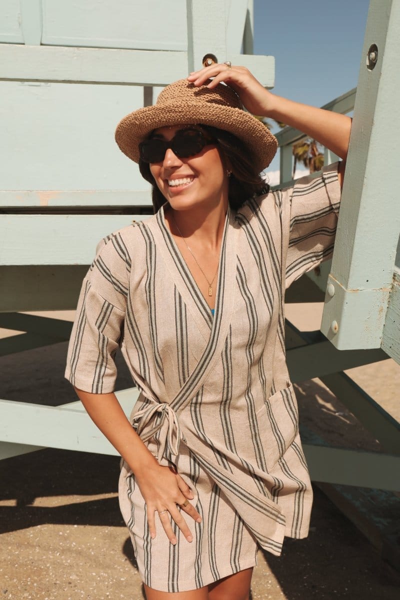 OddBird Loungewear Selin Sleep/Play Dress in Mavis Stripe