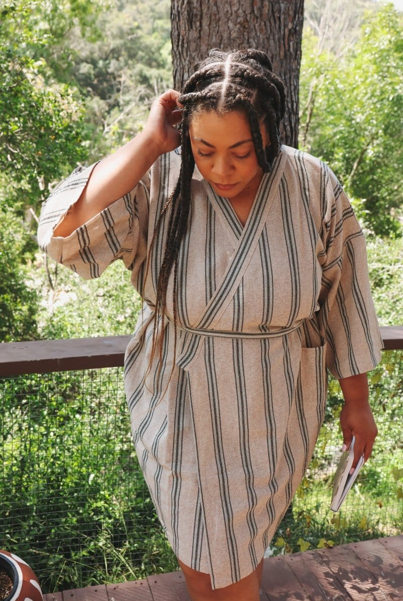 OddBird Loungewear Selin Sleep/Play Dress in Mavis Stripe