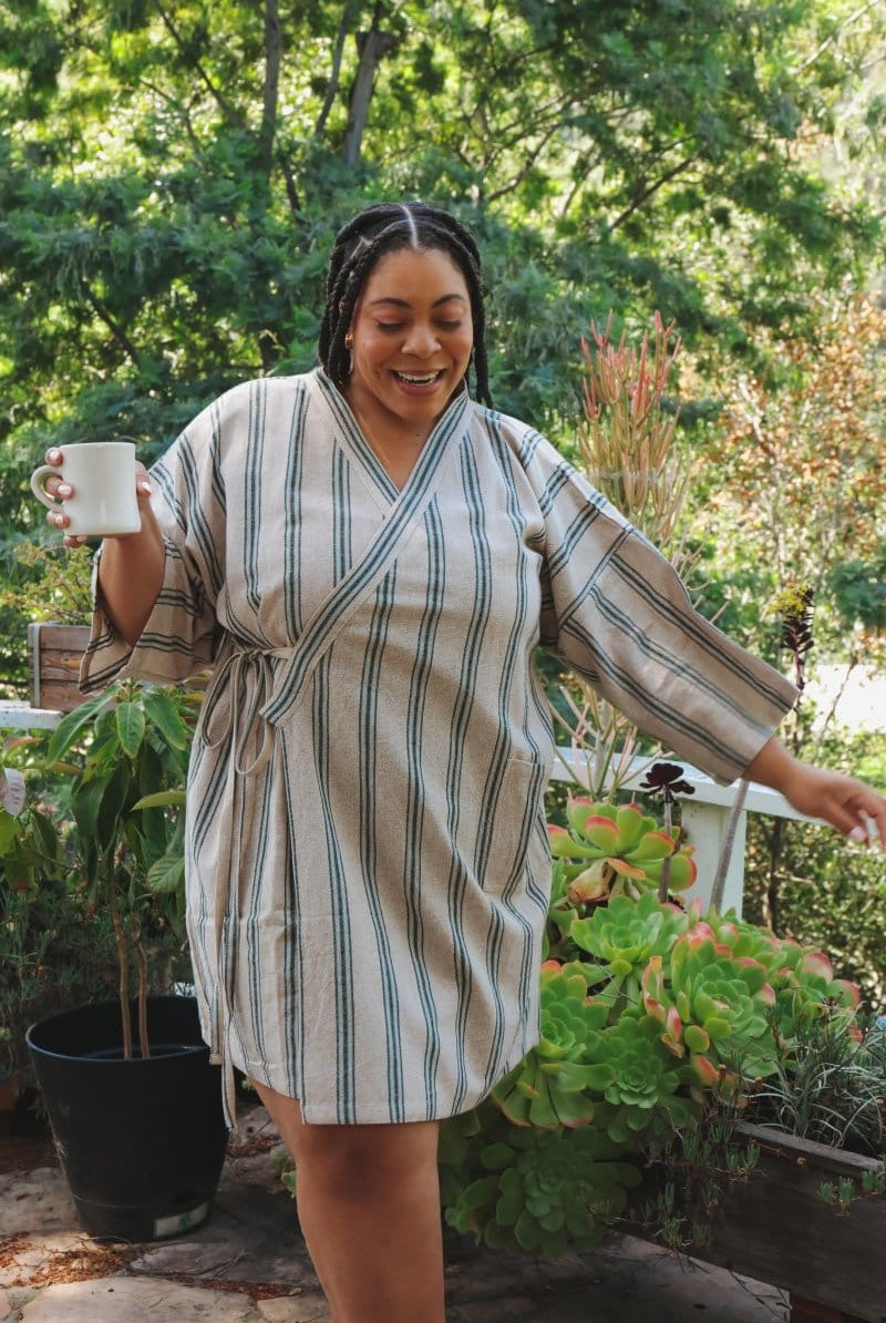 OddBird Loungewear Selin Sleep/Play Dress in Mavis Stripe