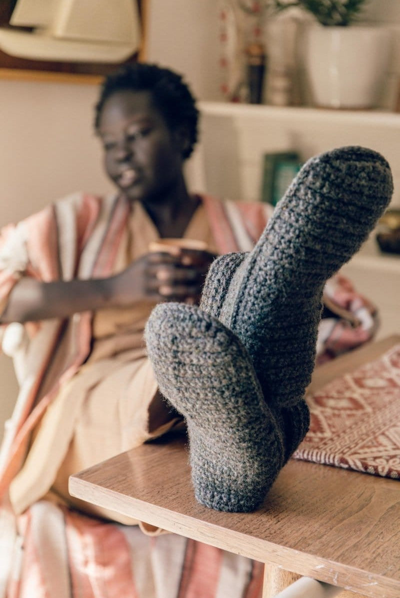 OddBird Footwear Grey / S (fits sizes 5/6/7) Handmade Patik - Traditional Crocheted Bootie