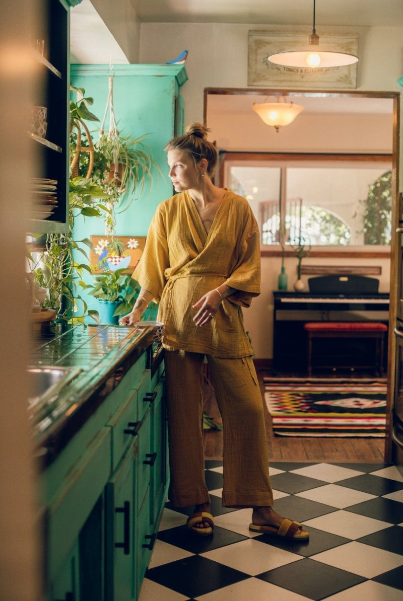 Kardeş Loungewear Separates - Marigold - LKSTOPMGXS2 - OddBird Co.