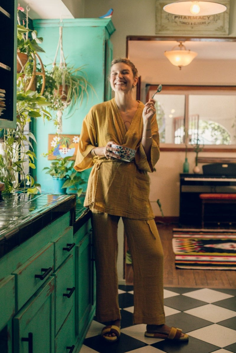 Kardeş Loungewear Separates - Marigold - LKSTOPMGXS2 - OddBird Co.
