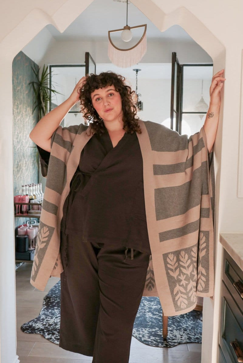 OddBird Loungewear Limited Edition Sarıl 4-Way Knit - Printed Latte - PREORDER