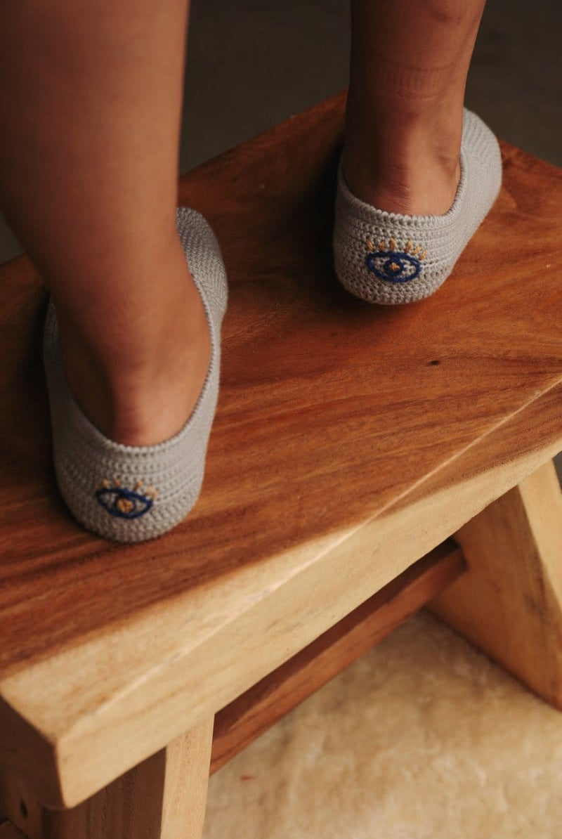 OddBird Footwear Slate Grey / S (fits sizes 5/6) Nazar Handmade Patik - Traditional Crocheted Bootie