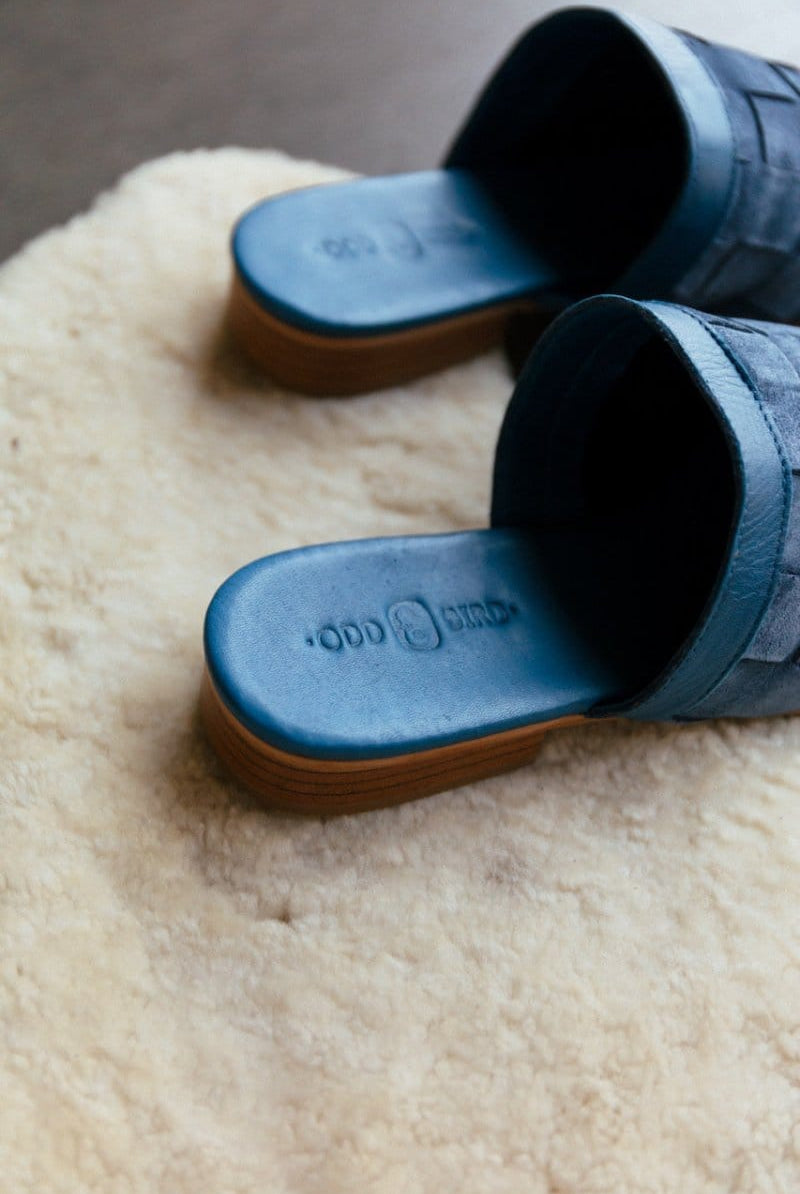 OddBird Footwear Suede Woven Slipper - Lapis