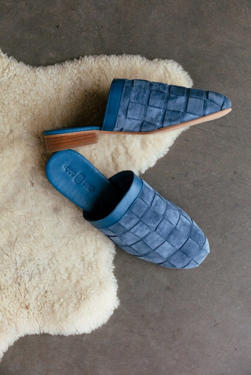 OddBird Footwear Suede Woven Slipper - Lapis