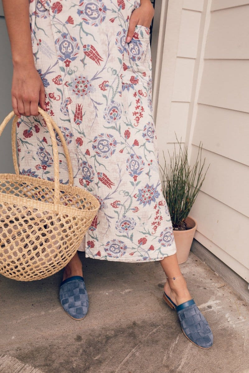 OddBird Footwear Suede Woven Slipper - Lapis