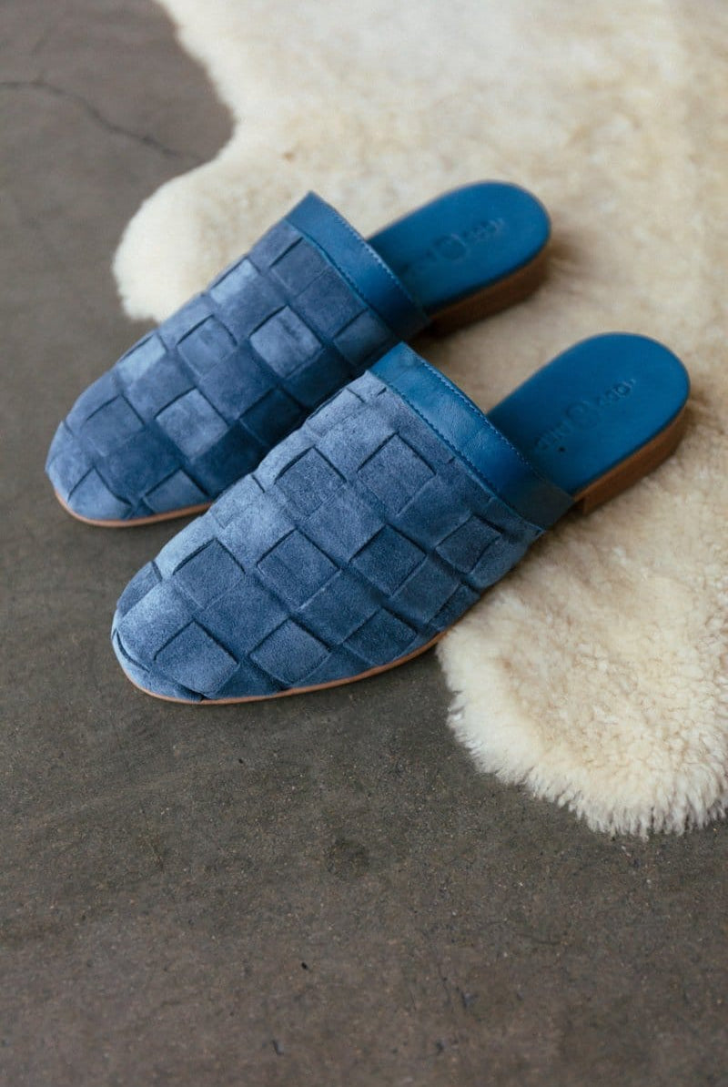 OddBird Footwear Suede Woven Slipper - Lapis