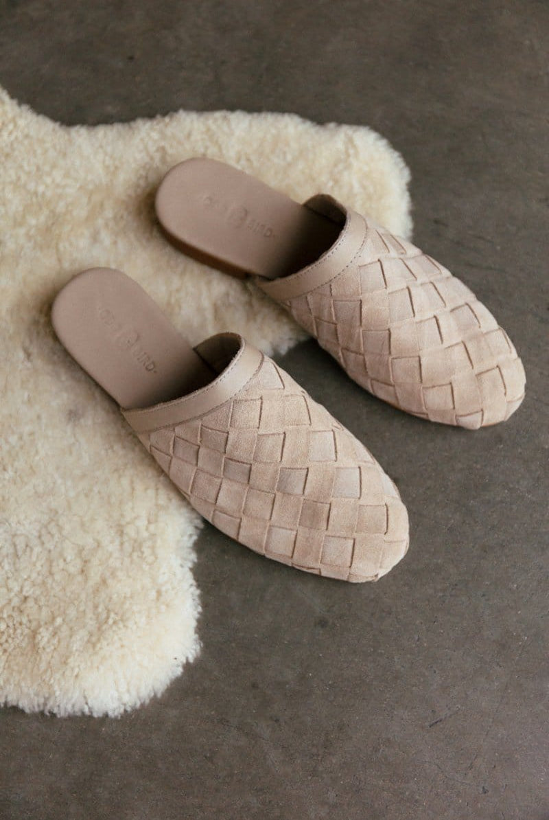 OddBird Footwear Suede Woven Slipper - Stone