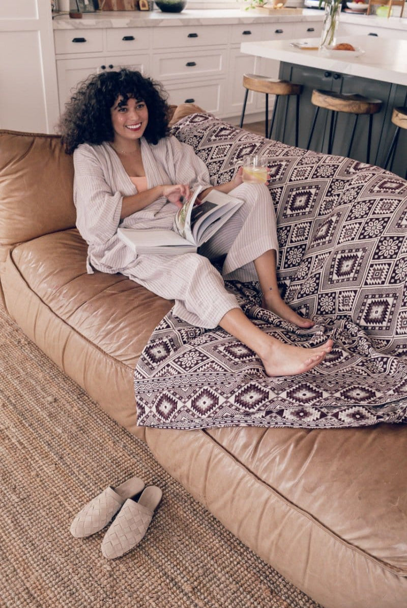 OddBird Footwear Suede Woven Slipper - Stone