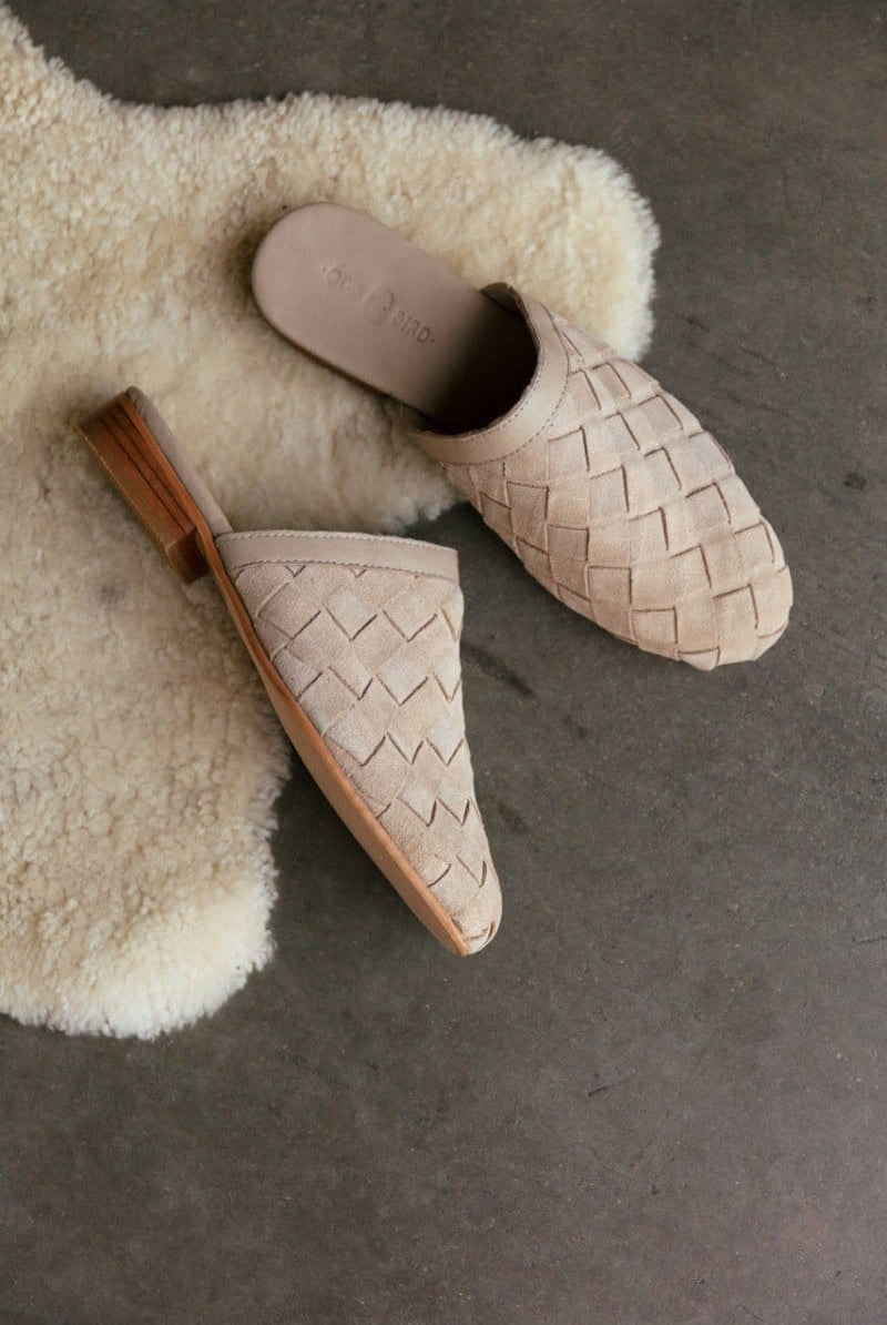 OddBird Footwear Suede Woven Slipper - Stone