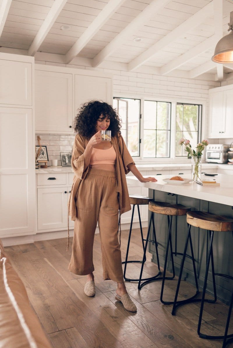 OddBird Footwear Suede Woven Slipper - Stone