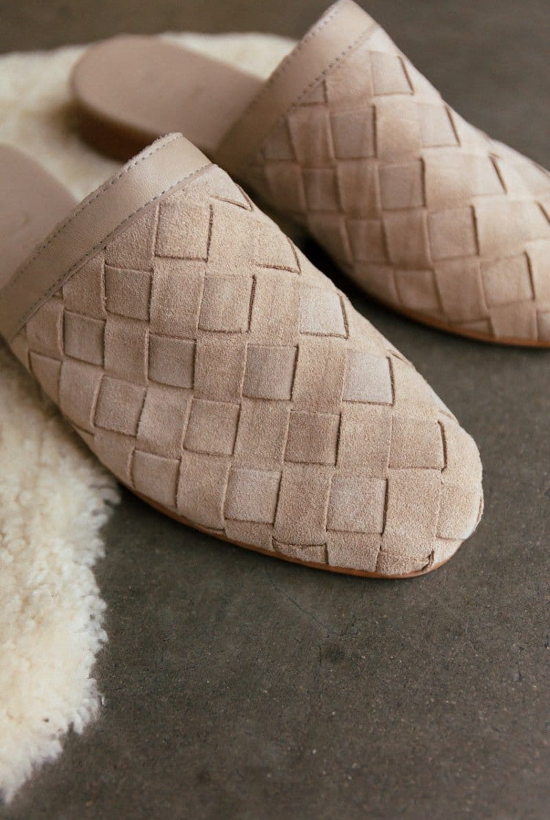 OddBird Footwear Suede Woven Slipper - Stone