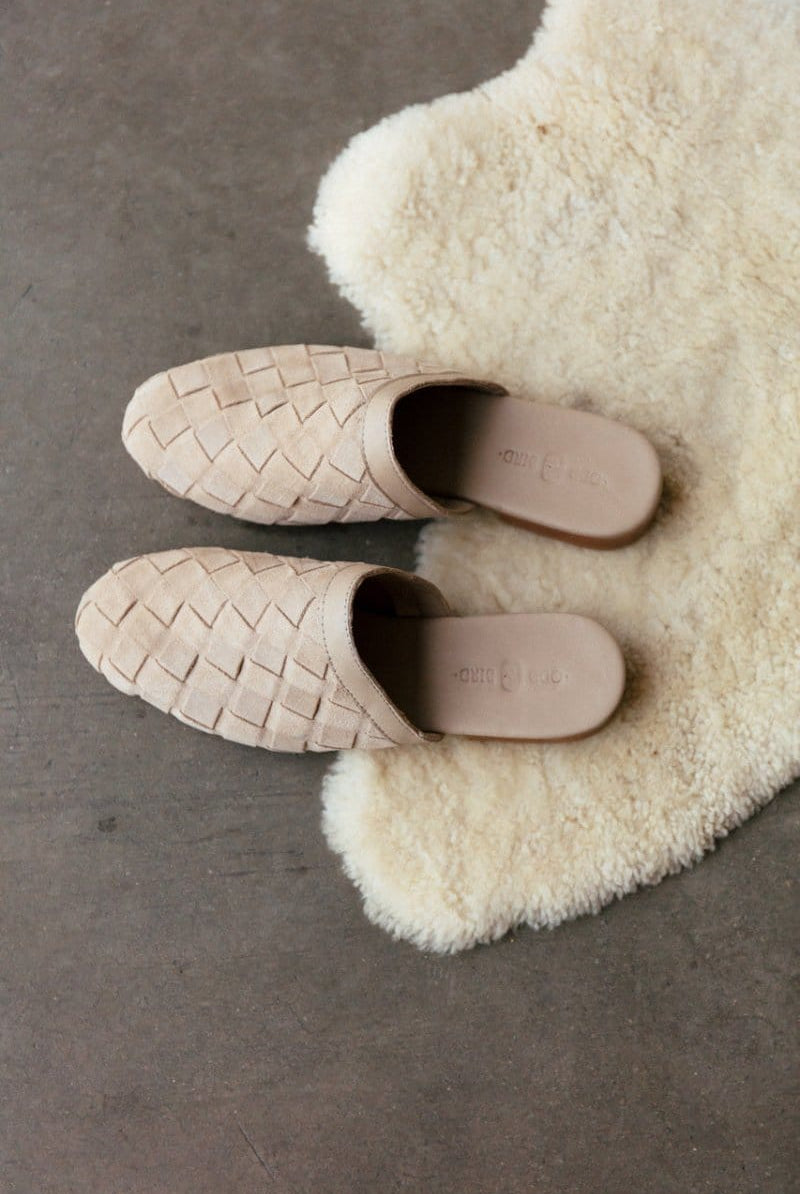 OddBird Footwear Suede Woven Slipper - Stone