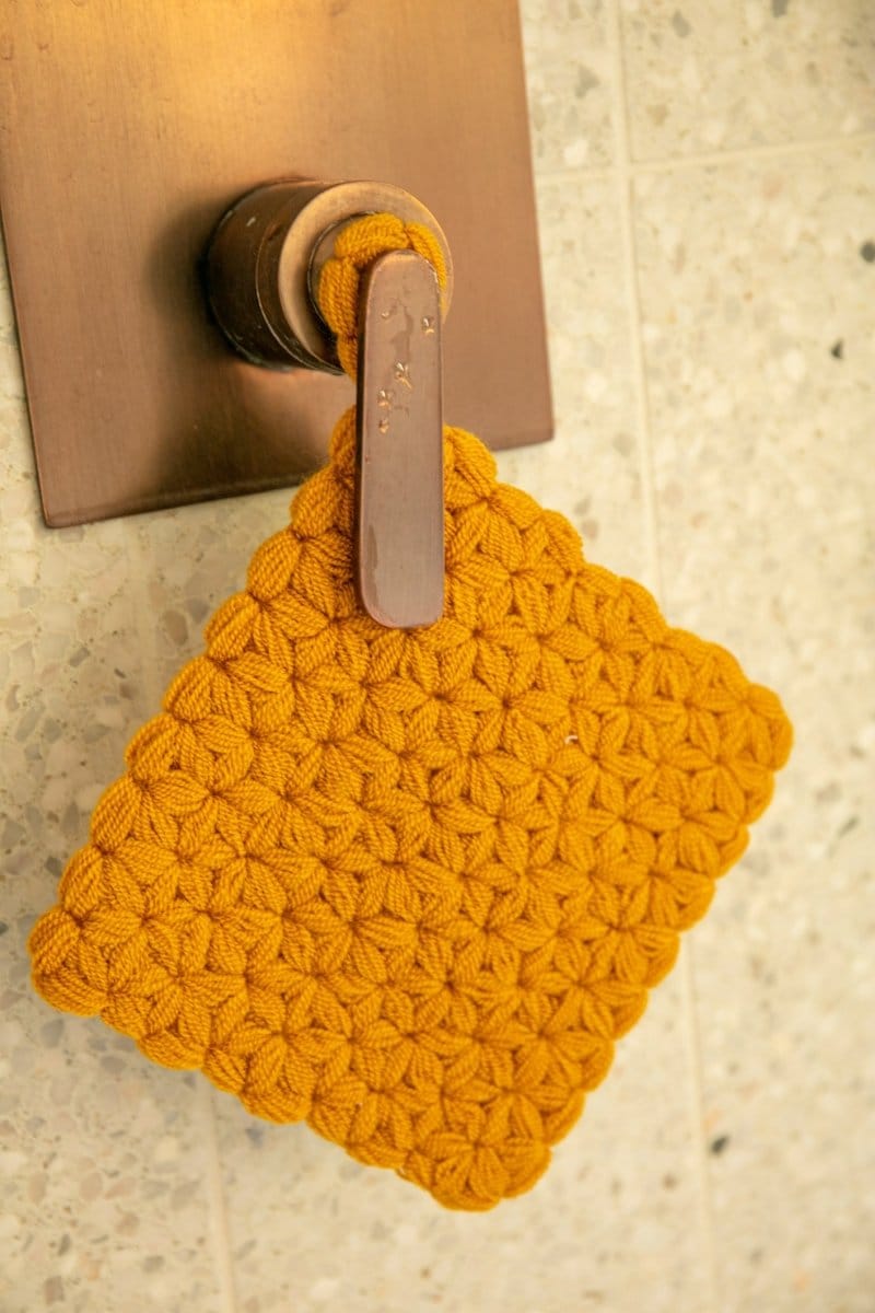 OddBird Accessories Mustard Traditional Turkish Crocheted Kese (Wash Cloth)