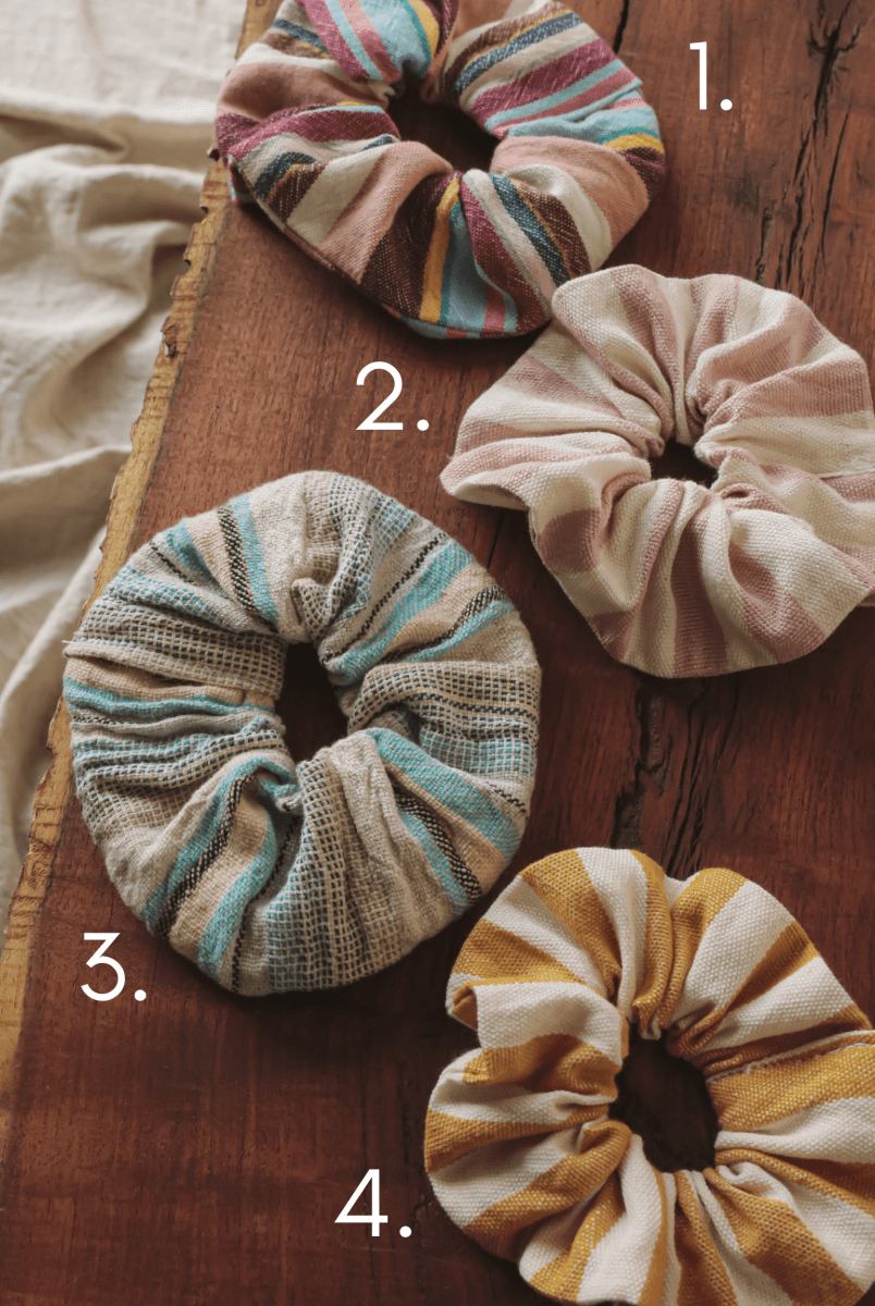 OddBird Accessories 1 - Multi-Striped Purple Waste Not Want Not Scrunchie - Limited Editon Brights