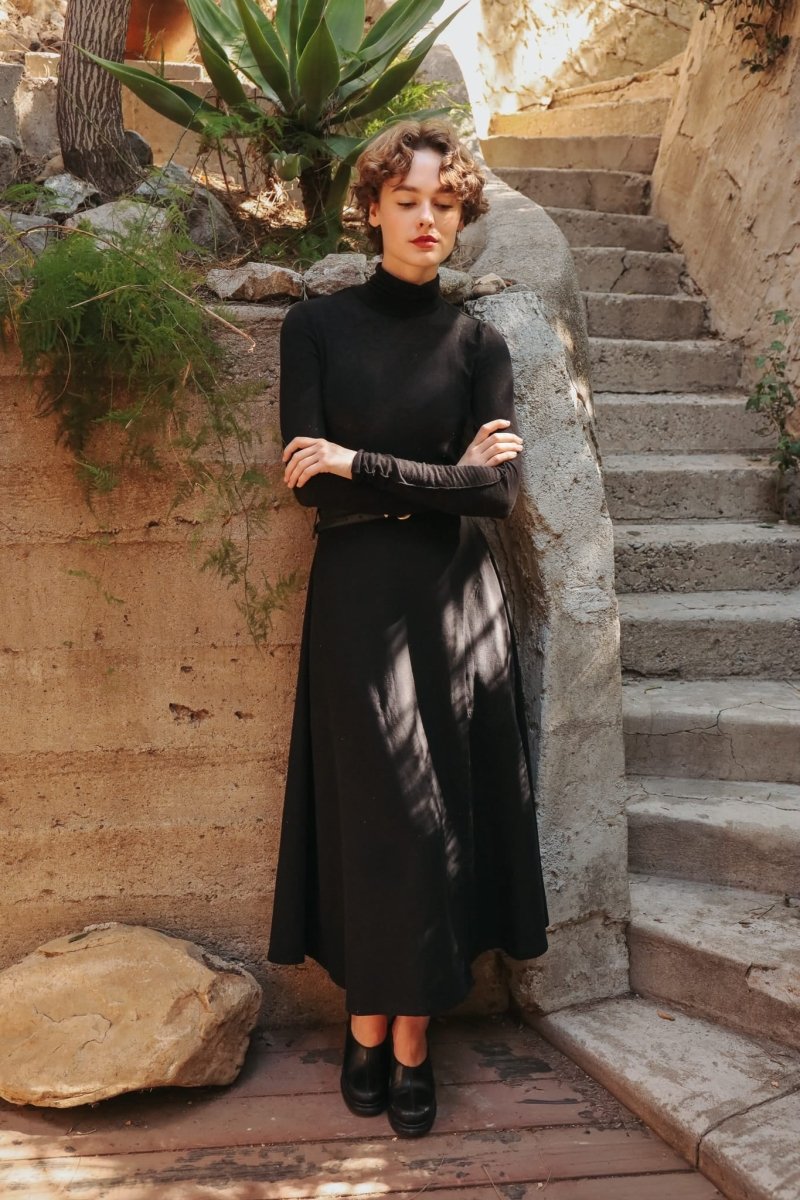 Abla A-Line Wrap Skirt - Jet Black - KLEABLABLKIXSS - OddBird Co.