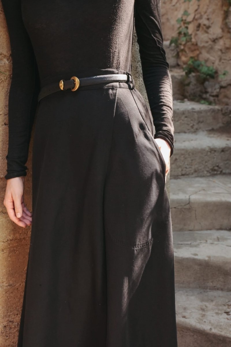 Abla A-Line Wrap Skirt - Jet Black - KLEABLABLKIXSS - OddBird Co.