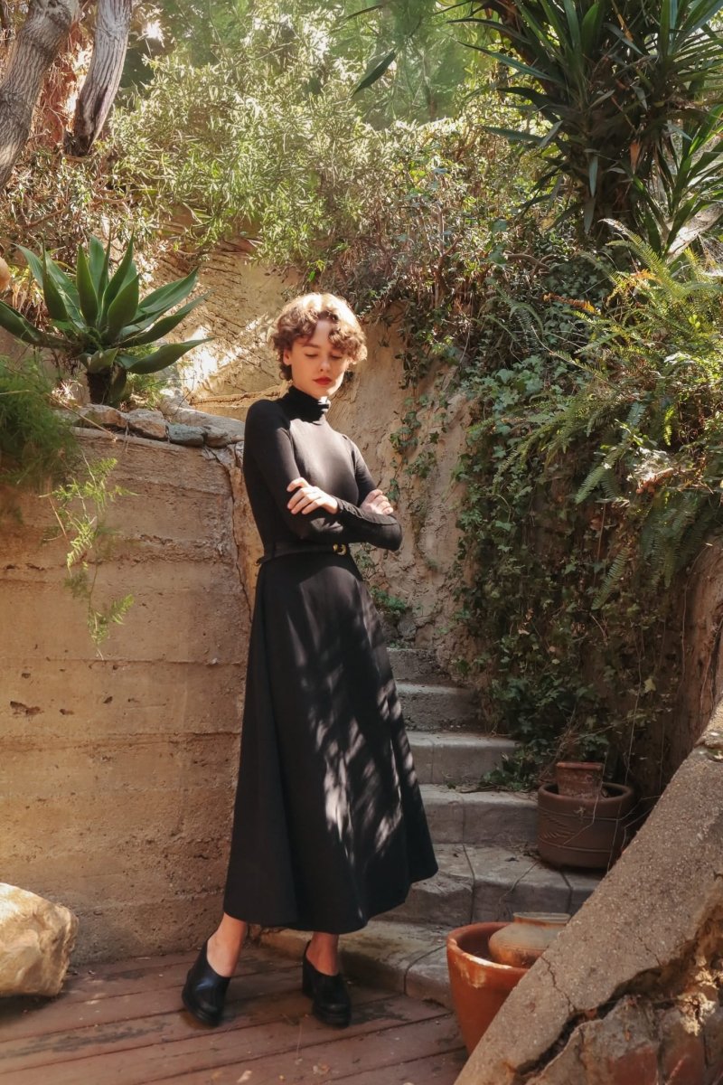 Abla A-Line Wrap Skirt - Jet Black - KLEABLABLKIXSS - OddBird Co.