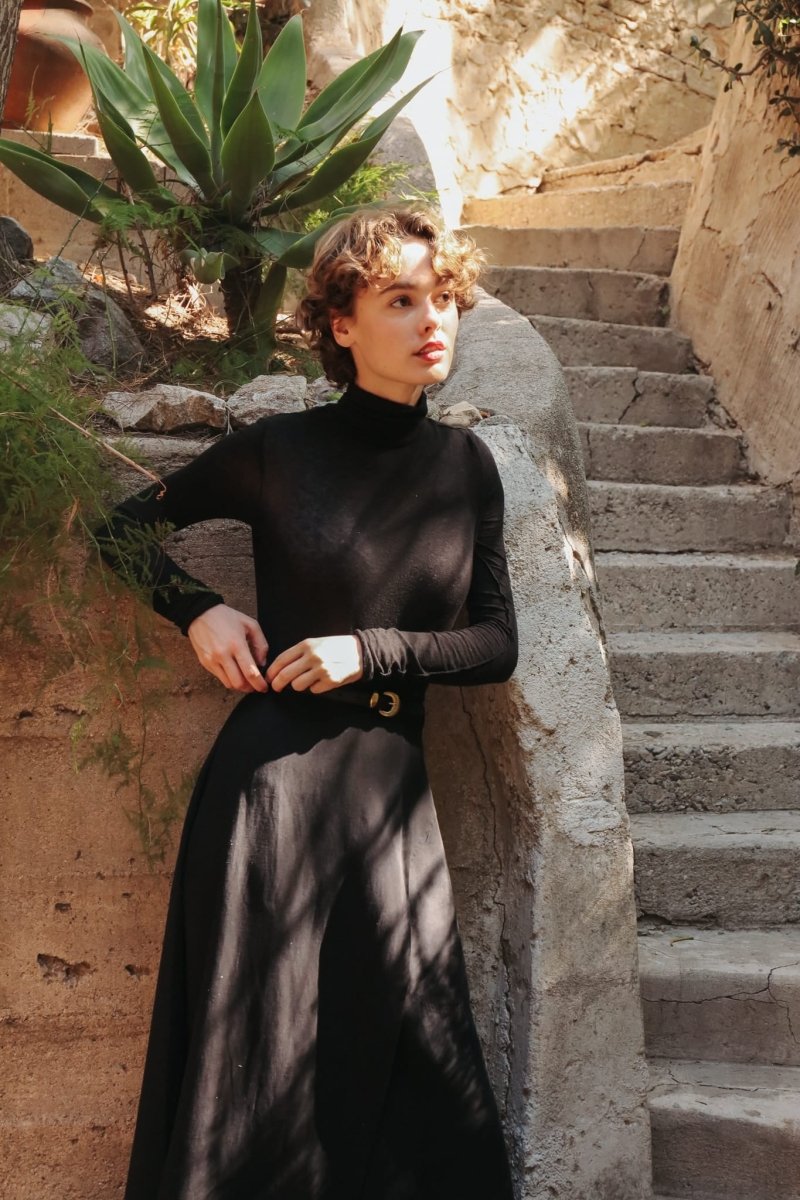 Abla A-Line Wrap Skirt - Jet Black - KLEABLABLKIXSS - OddBird Co.
