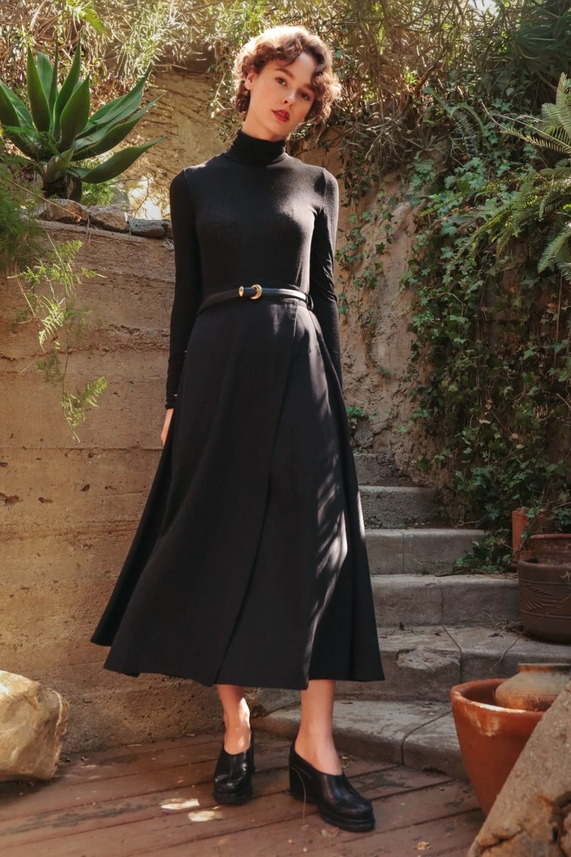 Abla A-Line Wrap Skirt - Jet Black - KLEABLABLKIXSS - OddBird Co.