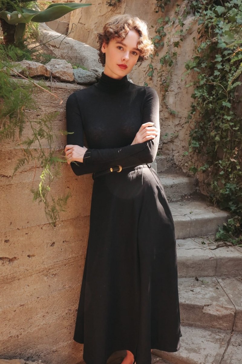 Abla A-Line Wrap Skirt - Jet Black - KLEABLABLKIXSS - OddBird Co.