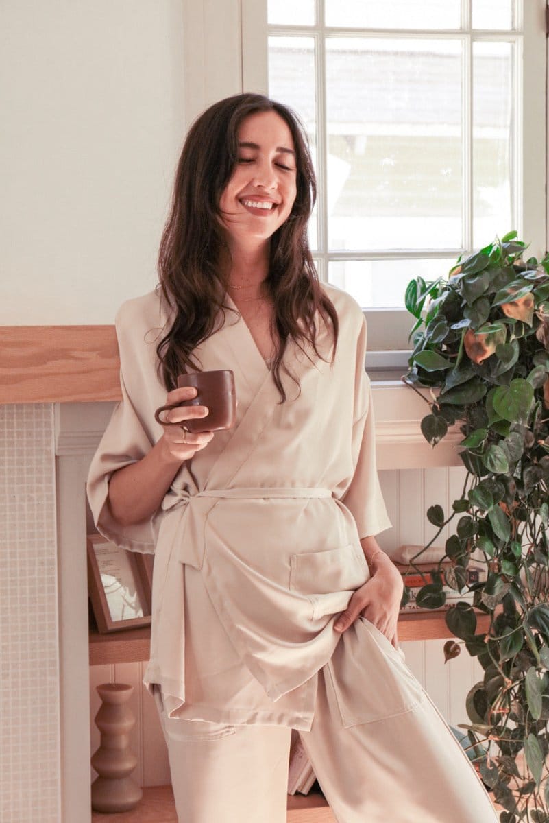 OddBird Loungewear Ivory / Kardeş Top / XS Eco Satin Kardeş Loungewear Separates - SECONDS/SAMPLE