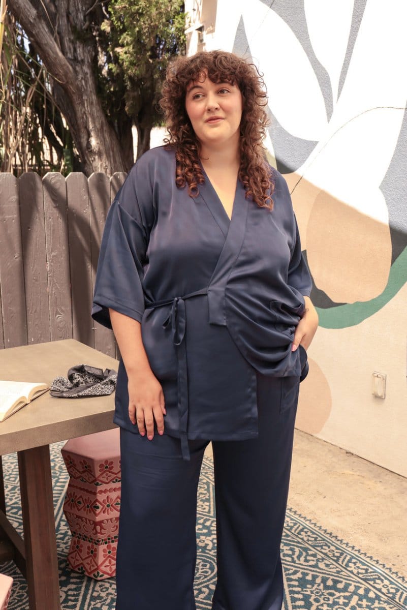 OddBird Loungewear Indigo / Kardeş Top / XS Eco Satin Kardeş Loungewear Separates - SECONDS/SAMPLE