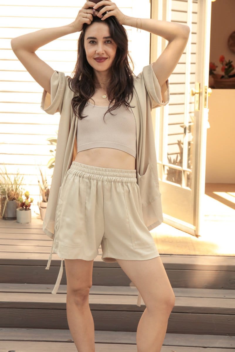 OddBird Loungewear Eco Satin Kardeş Loungewear Shorts - SECONDS/SAMPLE