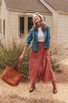 *E.E.L.E* Abla A-Line Wrap Skirt - Canyon Rose - KLEABLACRXSS - OddBird Co.
