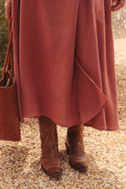 *E.E.L.E* Abla A-Line Wrap Skirt - Canyon Rose - KLEABLACRXSS - OddBird Co.