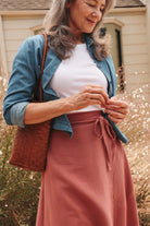 *E.E.L.E* Abla A-Line Wrap Skirt - Canyon Rose - KLEABLACRXSS - OddBird Co.